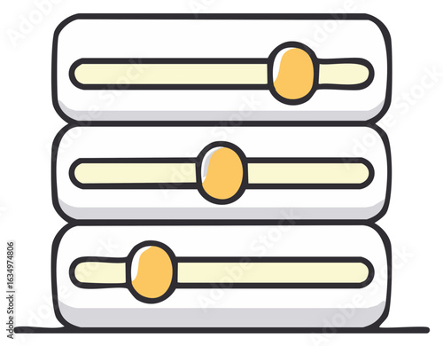 Stack of Audio Level Controls Cartoon Style Volume Adjustments and Sound Mixing