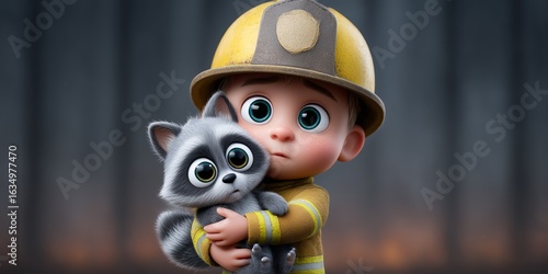 Firefighter comforts scared raccoon in heartwarming moment