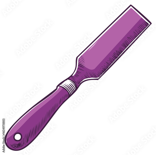 Hand drawn vector illustration of a purple wood chisel for carpentry and crafting