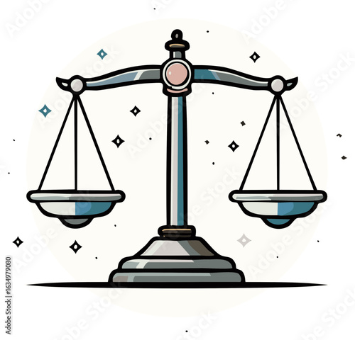Scales of Justice Symbol in Balance Depicting Fairness Legal Illustration