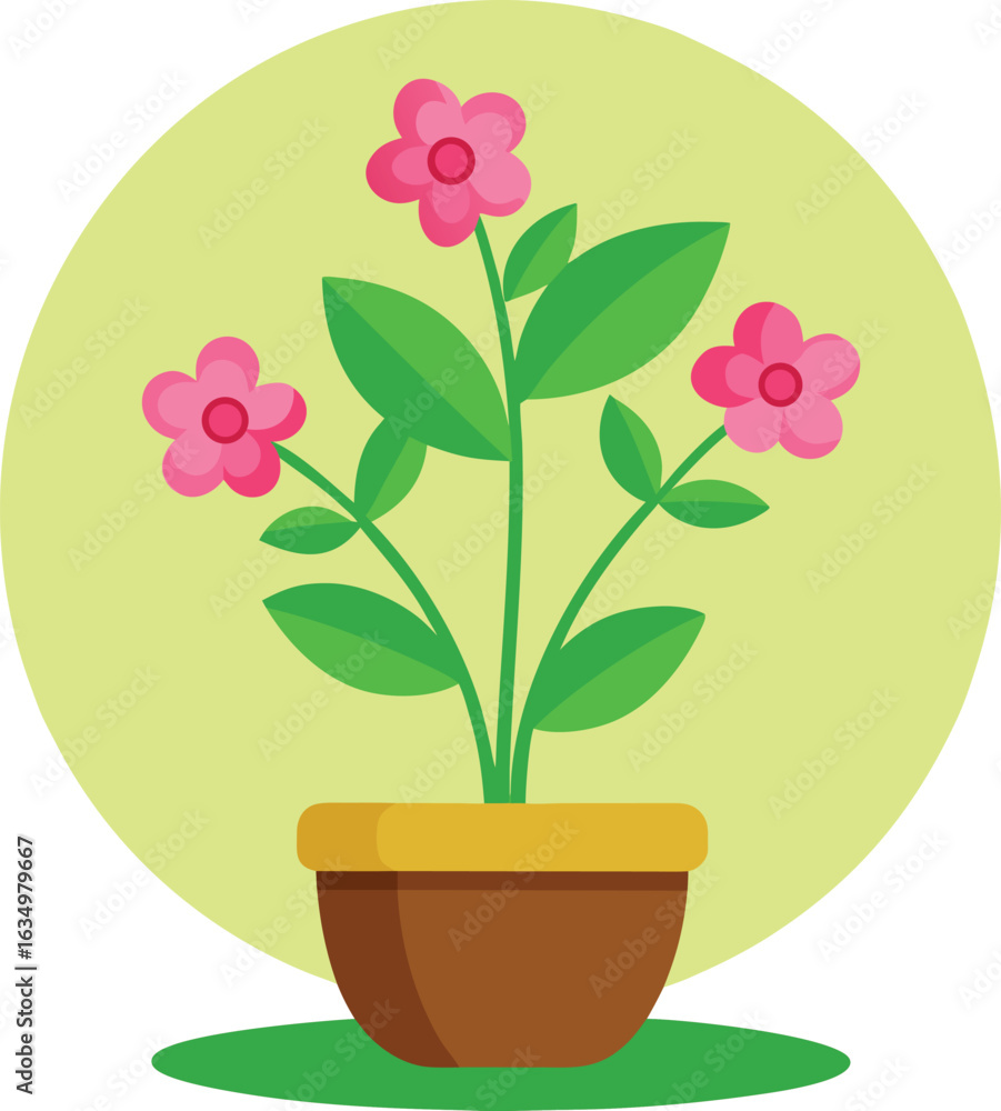 Naklejka premium Round Background Pink Flower Plant Vector Clipart