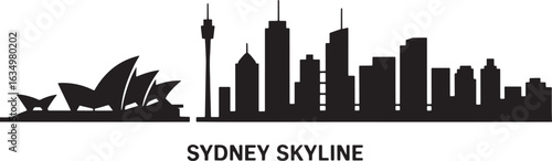 Sydney Skyline Silhouette Vector Illustration Cityscape Landmark Australian Architecture Design