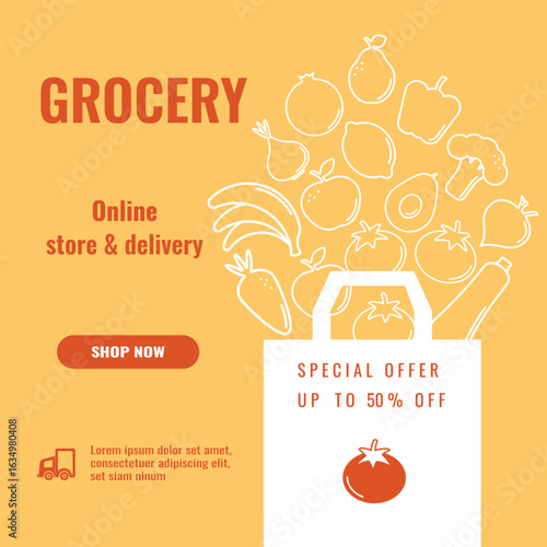 Organic Grocery shopping concept