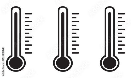 Temperature Symbol Set .Three vector thermometer showing the temperature . 