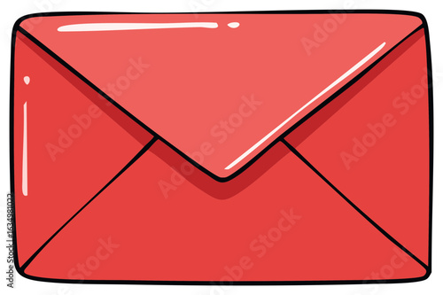 Vibrant Red Envelope Artwork Perfect for Valentine Message or Direct Mail Concept