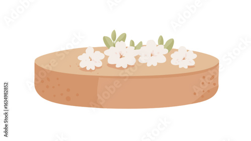 Delicious floral cake dessert recipe with white flower decoration for celebration and party design