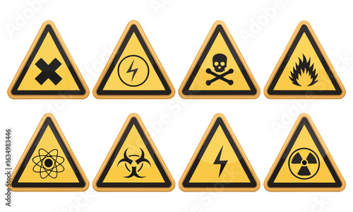 Collection of warning hazard symbols silhouette