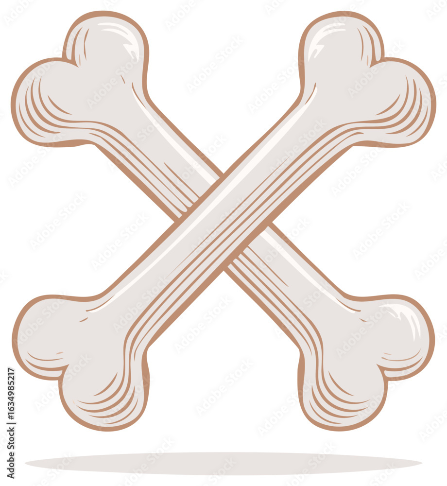 Obraz premium Cartoon illustration of two crossed bones, a symbol of danger and pirates.