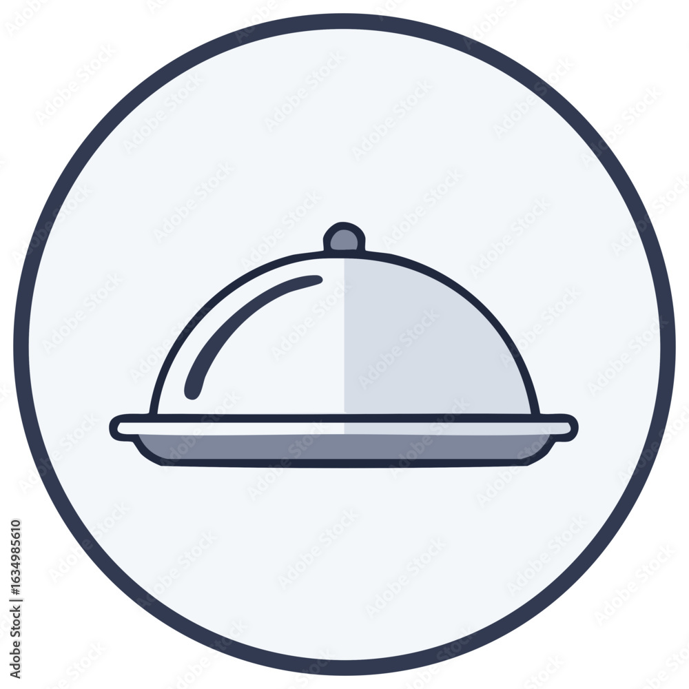 Obraz premium Covered Food Platter Icon Restaurant Meal Delivery Service Catering Dish