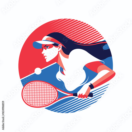 Vector Tennis Woman Logo Design