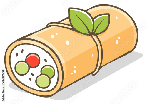 Delicious spring roll with vegetables and herbs illustration healthy food asian cuisine wrapper