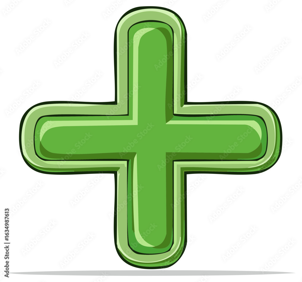 Fototapeta premium Green Cartoon Plus Sign Medical Mathematics Symbol Illustration Addition