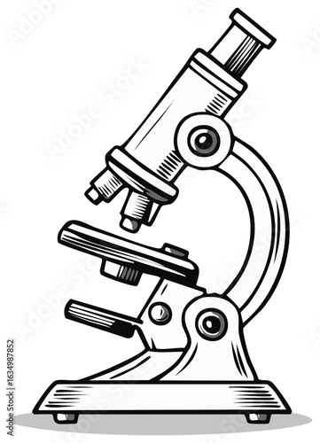 Monochrome laboratory microscope instrument for science research and investigation