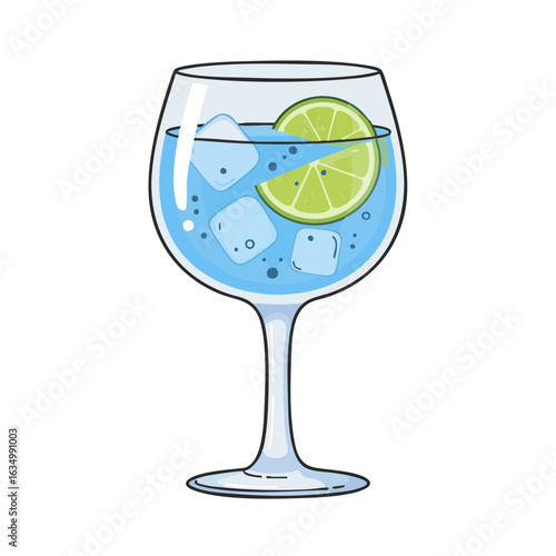 Vector illustration of gin and tonic glass elegant style on white background