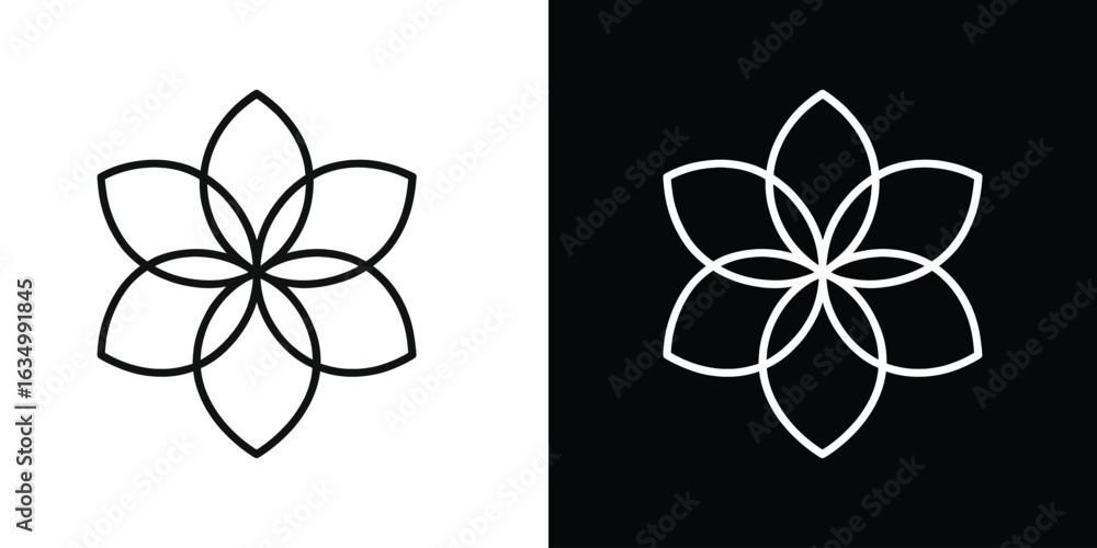 Obraz premium Simple Overlapping Petal Mandala Modern Minimalist Flower Vector