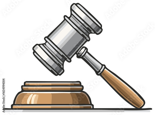 Judges Gavel Striking Sound Block Vector Illustration of Justice and Authority
