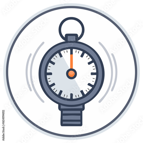 Cartoon stopwatch in a circle. Time, motion, speed, concept illustration.