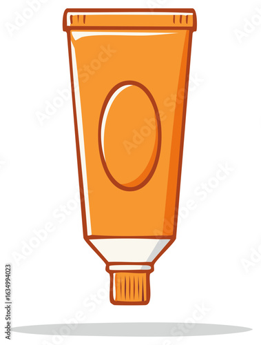 Cartoon Style Tube of Orange Sunscreen Protection Skincare Products