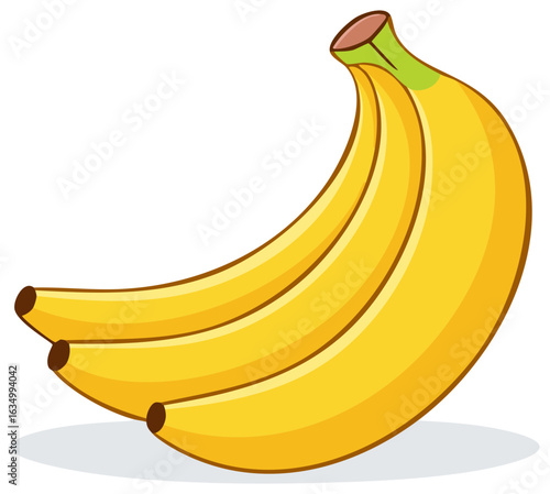 Bunch of Ripe Yellow Bananas Illustration, Cartoon Style, Healthy Fruit