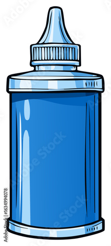 Stylized bottle of eye drops or medicine, illustration of a blue container.