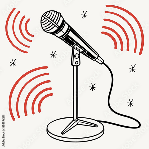 Podcast microphone vector elements.