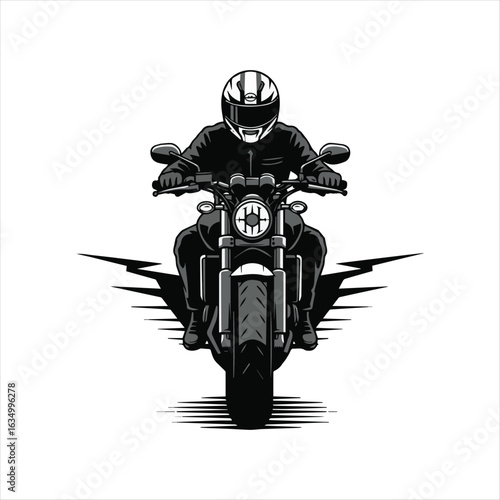 Monochrome Motorcycle Rider Illustration A Striking Image of Speed and Style on Two Wheels Ready to Ride