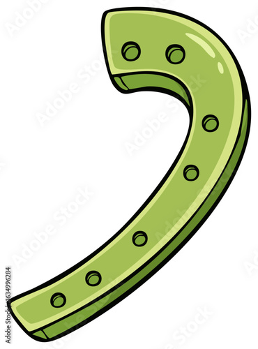 Cartoon Style Lime Green Horseshoe with Rounded Holes