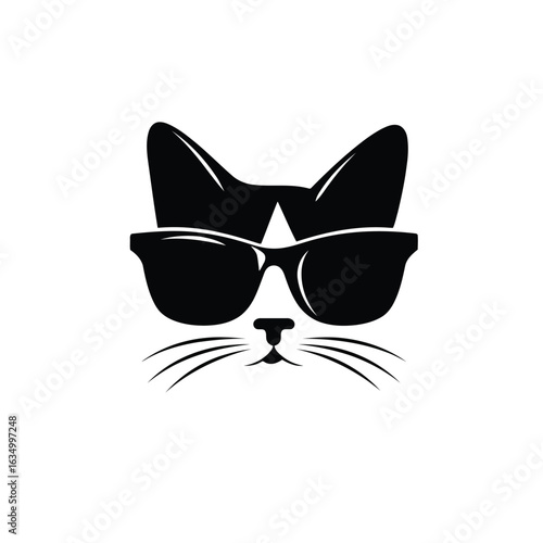Vector illustration of a cool cat wearing sunglasses a stylish and modern design featuring a cute kitten with a hipster vibe