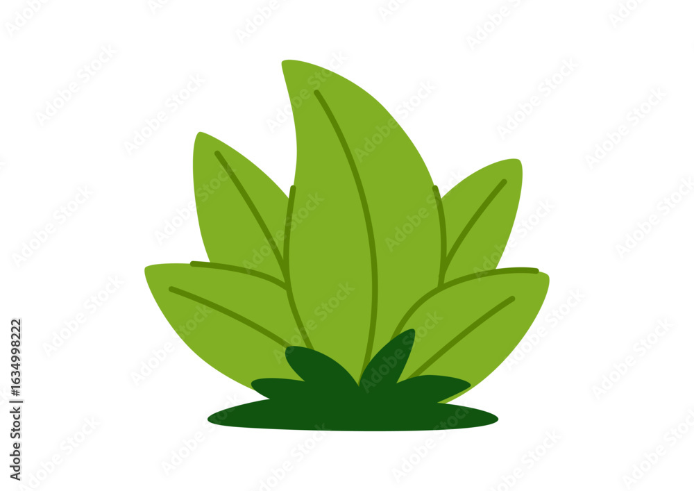 Naklejka premium Childrens cartoon bush of grass. Vector illustration on a white background.