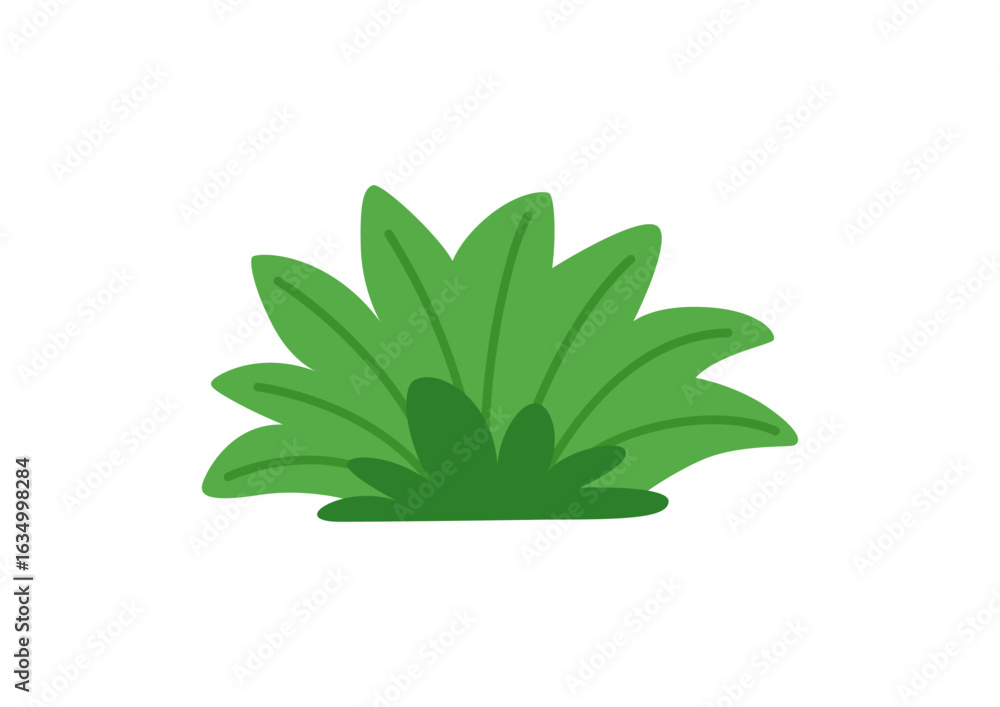 Fototapeta premium Childrens cartoon bush of grass. Vector illustration.
