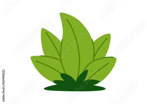 Childrens cartoon bush of grass. Vector illustration on a white background.