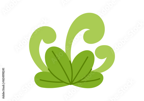 Childrens cartoon fern. Prehistoric jungle plant. Tropical exotic plant. Vector illustration.