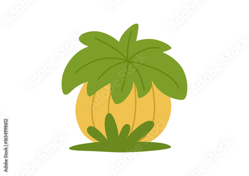 Childrens prehistoric plant. Tropical exotic plant. Fancy fat flower. Vector illustration.