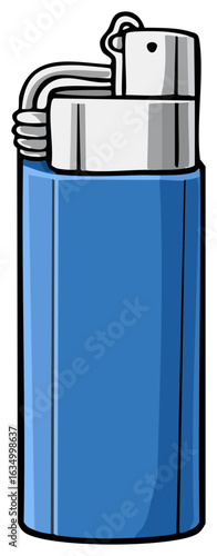 Stylized blue cigarette lighter with silver top offering modern convenience for smokers or people needing to light fires or candles anywhere.
