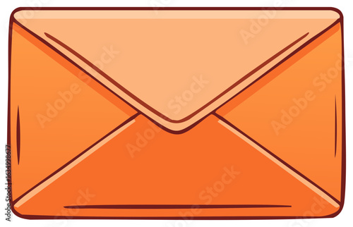 Orange cartoon envelope illustration graphic for letters, messages, and communication design