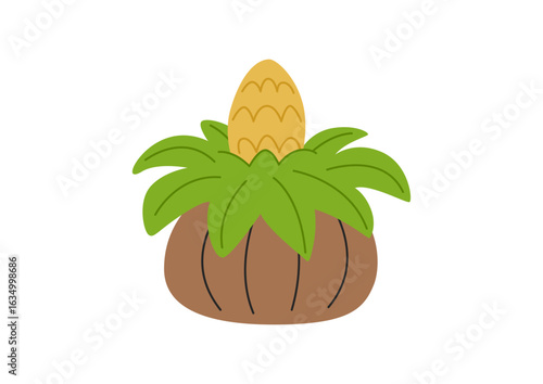 Childrens prehistoric plant. Tropical exotic plant. Fancy fat flower. Vector illustration.