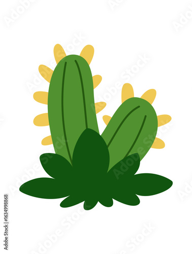Childrens cartoon cute cactus. Vector illustration.