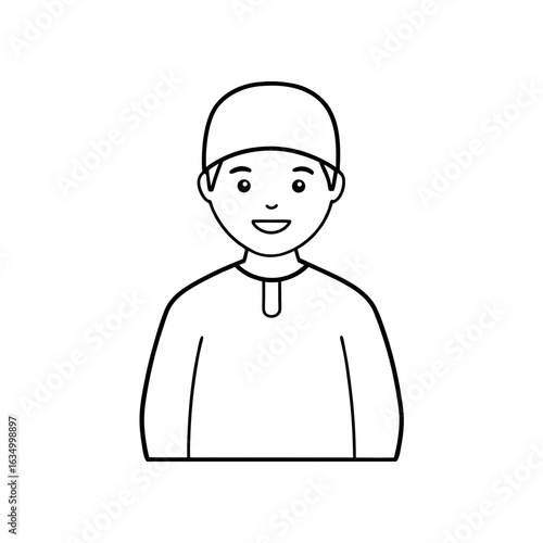 Woman wearing a hijab outline illustration on transparent background
