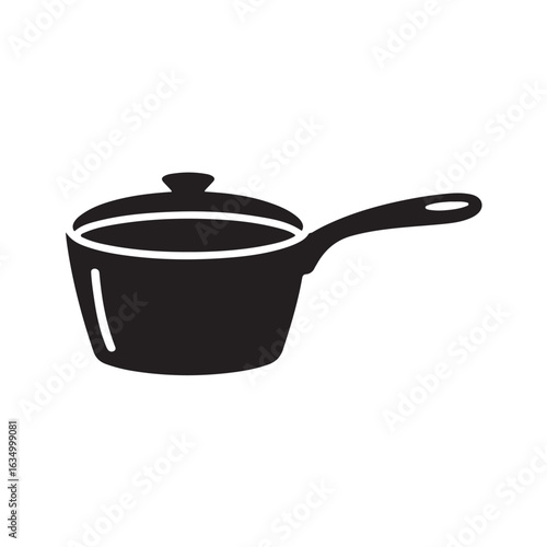 Black saucepan with handle and lid cooking utensil kitchen
