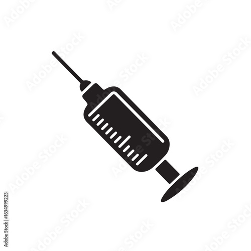 Black silhouette of a basting syringe with needle icon