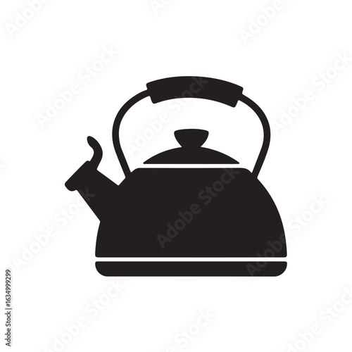 Black silhouette of a classic kettle with handle and spout teapot beverage