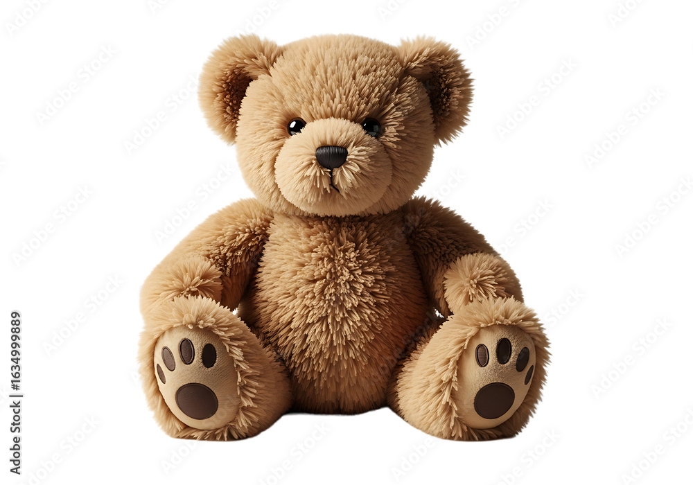 Fototapeta premium Close up shot of a fluffy brown teddy bear sitting against a black background