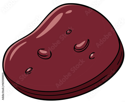 Single Red Kidney Bean Cartoon Illustration Glossy Healthy Food Element