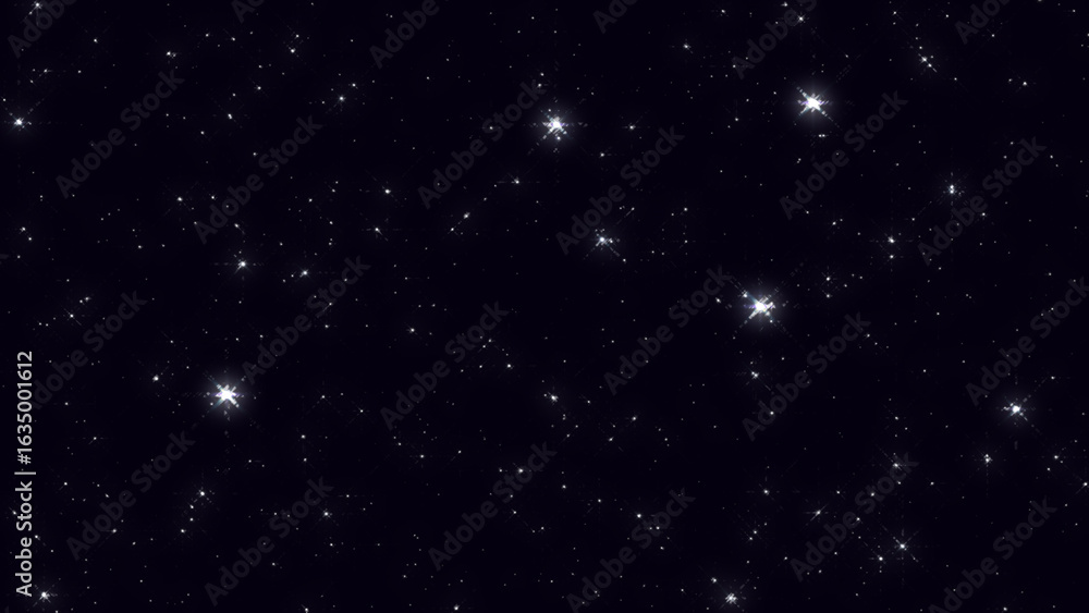 Obraz premium Cosmic starry sky with twinkling stars. Starry night, glowing shinning stars, twinkle stars at sky, dark background animation 4k footage