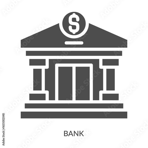Bank Icon Line Style. Design Vector Illustration