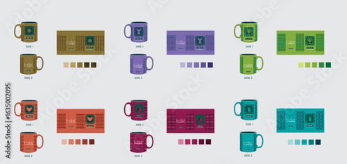 Editable Saudi National Day 2025 mug design featuring patriotic motifs. Perfect for gifts And celebrations. Vector AI. Non English Translate Is : Our glory is in our vision.