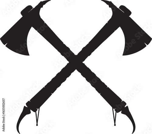 Crossed Tomahawk Axes Silhouette Vector