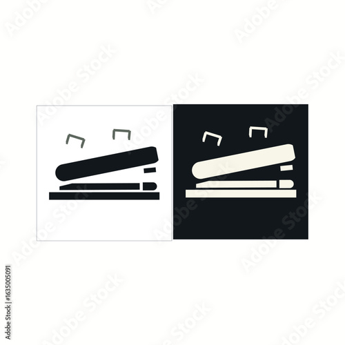 Stapler Icons. Black, White Vector