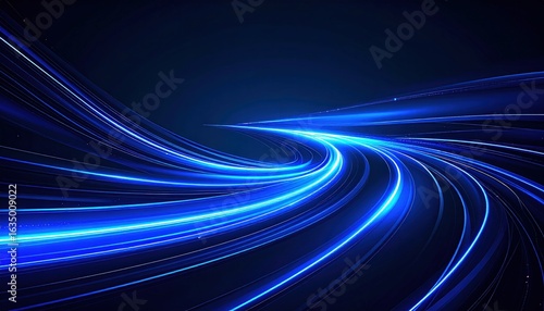 Abstract Blue Light Trails Creating Dynamic Flowing Patterns in a Futuristic Background