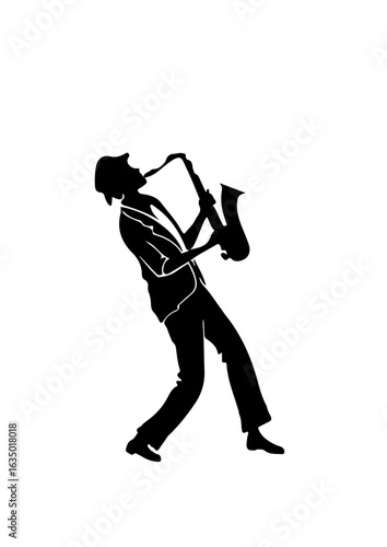 Silhouette of a Saxophone Player Performing